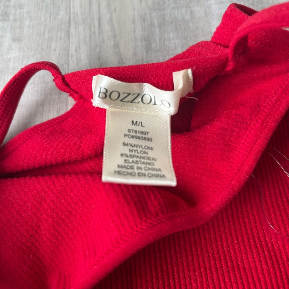BOZZOLO Red Ribbed Tank Top Size M/L - Picture 4 of 5